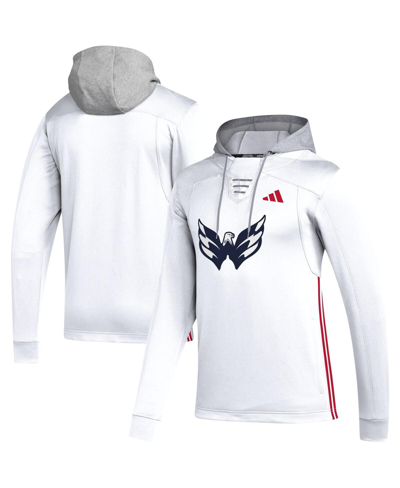 Adidas Originals Men's Adidas White Washington Capitals Refresh Skate Lace Aeroready Pullover Hoodie