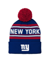 OUTERSTUFF PRESCHOOL BOYS AND GIRLS ROYAL NEW YORK GIANTS JACQUARD CUFFED KNIT HAT WITH POM