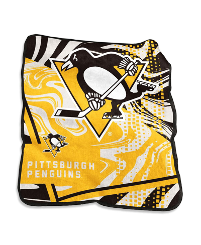 Logo Brands Pittsburgh Penguins 50" X 60" Swirl Raschel Throw Blanket In Yellow,black