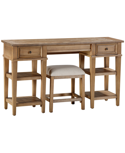 Macy's Dawnwood 60" Wood Sofa Writing Table With Stools, Created For  In Wheat