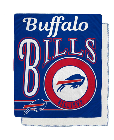 Pegasus Home Fashions Buffalo Bills 50" X 60" Retro Emblem Flannel Fleece Sherpa Blanket In Blue