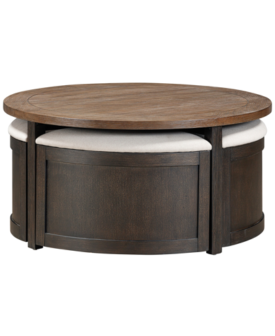 Macy's Dawnwood 42" Wood Round Cocktail Nesting Table, Created For  In Espresso