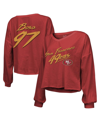 Majestic Threads Nick Bosa Scarlet San Francisco 49ers Name & Number Script Off-shoulder Cropped Lon In Scarlet