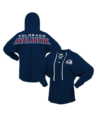 Fanatics Branded Navy Colorado Avalanche Jersey Lace-up V-neck Long Sleeve Hoodie T-shirt