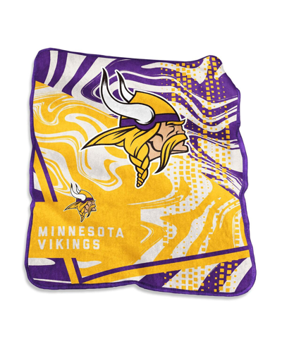 Logo Brands Minnesota Vikings 50" X 60" Swirl Raschel Throw Blanket In Yellow,purple