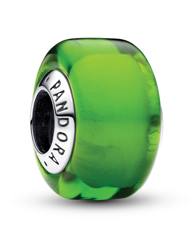 Pandora Sterling Silver With Murano Glass Charm In Silver,green