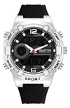 Kenneth Cole Reaction Analog & Digital Display Silicone Strap Watch, 46mm In Black