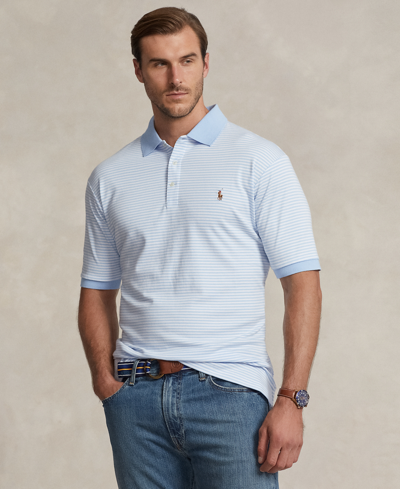Polo Ralph Lauren Striped Soft Cotton Polo Shirt In Blue Bell,white