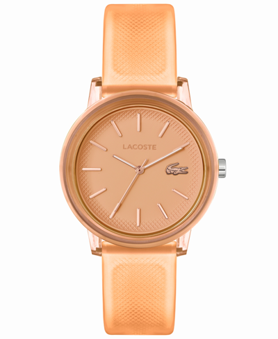 Lacoste Women's L.12.12 Quartz Apricot Semi-transparent Silicone Strap Watch 36mm In Orange