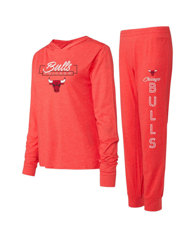 CONCEPTS SPORT WOMEN'S CONCEPTS SPORT RED CHICAGO BULLS METER PULLOVER HOODIE AND PANTS SET