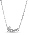 Pandora Sterling Silver With Clear Cubic Zirconia Love Collier Necklace In Silver