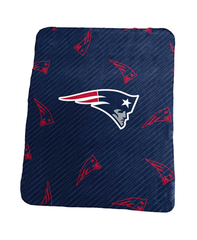 Logo Brands New England Patriots 50" X 60" Repeating Logo Classic Plush Throw Blanket In Navy