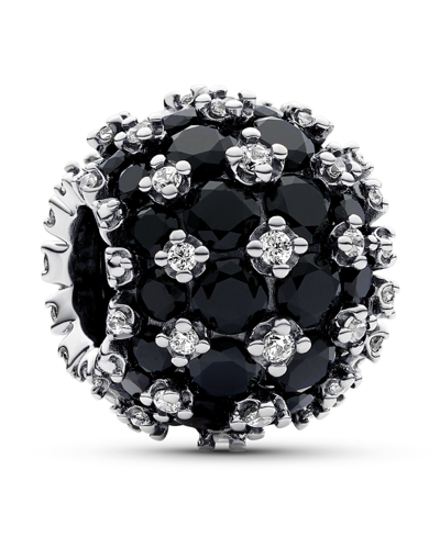 Pandora Sterling Silver With Crystal Charm In Silver,black