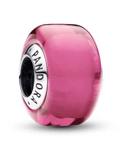 Pandora Sterling Silver With Murano Glass Charm In Silver,pink