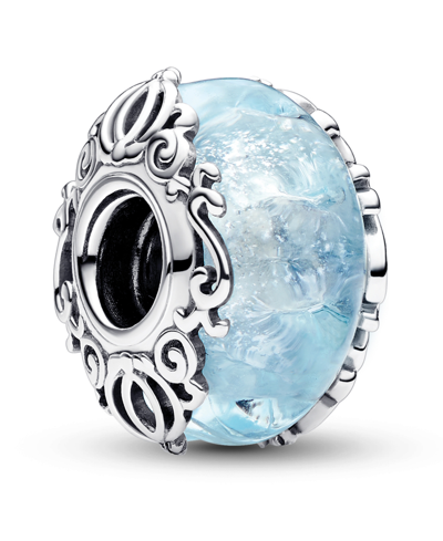 Pandora Sterling Silver Winter Snowflake Murano Charm In Blue