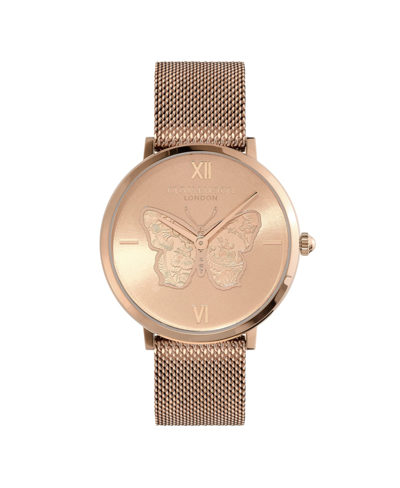 Olivia Burton Women's Signature Butterfly Rose Gold-tone Stainless Steel Mesh Watch 35mm