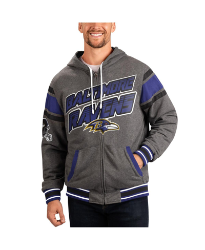 G-iii Sports By Carl Banks Men's  Purple, Gray Baltimore Ravens Extreme Full Back Reversible Hoodie F In Purple,gray
