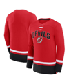 Fanatics Branded Red New Jersey Devils Back Pass Lace-up Long Sleeve T-shirt In Red