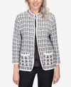 ALFRED DUNNER PETITE WORLD TRAVELER KNIT TEXTURE JACKET WITH IMITATION PEARL BUTTONS