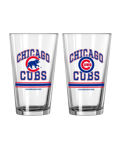 Logo Brands Chicago Cubs 16 oz Pint Glass Two Pack In Clear