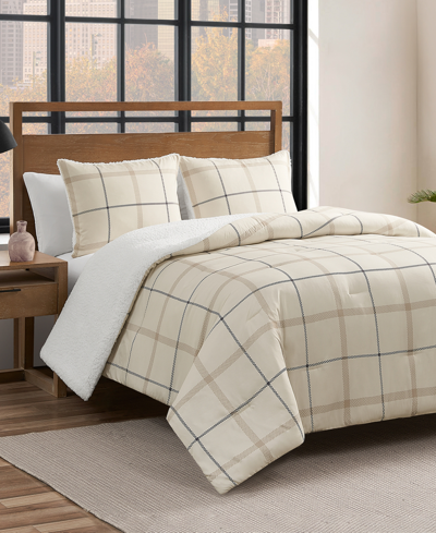Lucky Brand Sherpa Reversible Microfiber 3-piece Comforter Set, King In Plaid