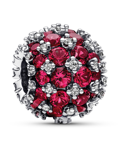 Pandora Sterling Silver With Crystal Charm In Silver,red