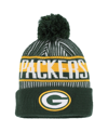 NEW ERA YOUTH BOYS NEW ERA GREEN GREEN BAY PACKERS STRIPED CUFFED KNIT HAT WITH POM