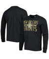 47 BRAND MEN'S '47 BRAND BLACK DISTRESSED NEW ORLEANS SAINTS BRAND WIDE OUT FRANKLIN LONG SLEEVE T-SHIRT