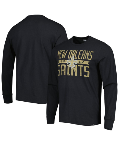 47 Brand Men's ' Black Distressed New Orleans Saints Brand Wide Out Franklin Long Sleeve T-shirt