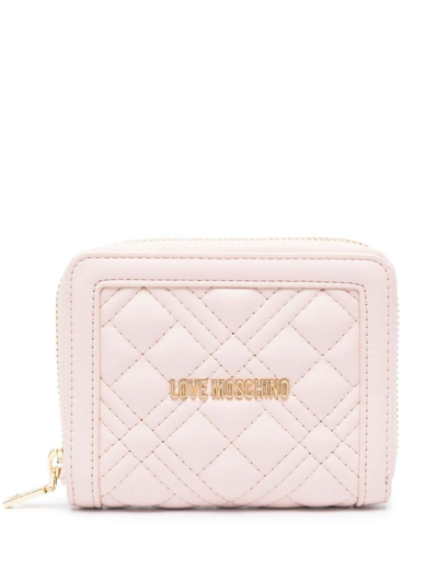 Love Moschino Logo-lettering Quilted Wallet In Pink