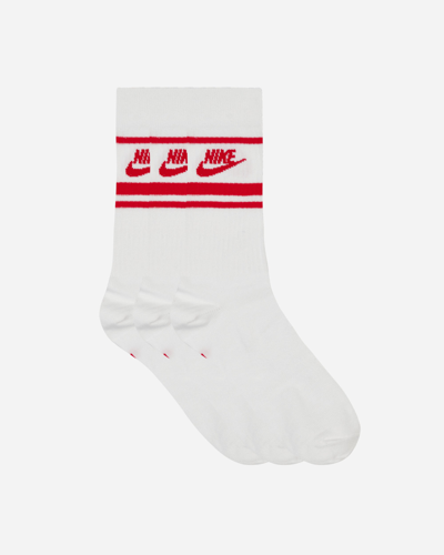 Nike Everyday Essential Crew Socks White / Red In Grey