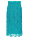 Dolce & Gabbana High-waisted Floral Lace Skirt In Light Blue