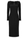 Dolce & Gabbana Long-sleeve Square-neck Midi Dress In Black