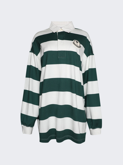 Moncler X Palm Angels Long Sleeve Polo Shirt In Bright Green