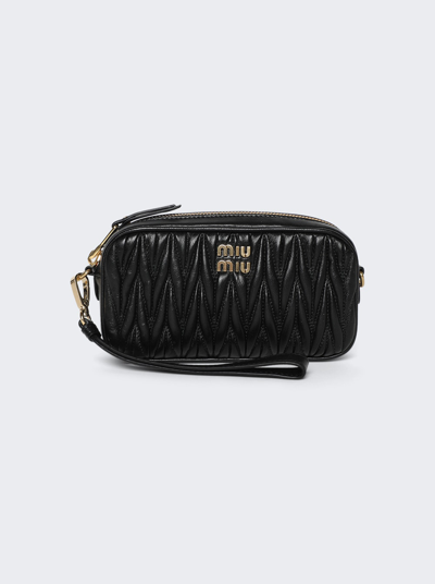 Miu Miu Metelasse Nappa Pouch In Black