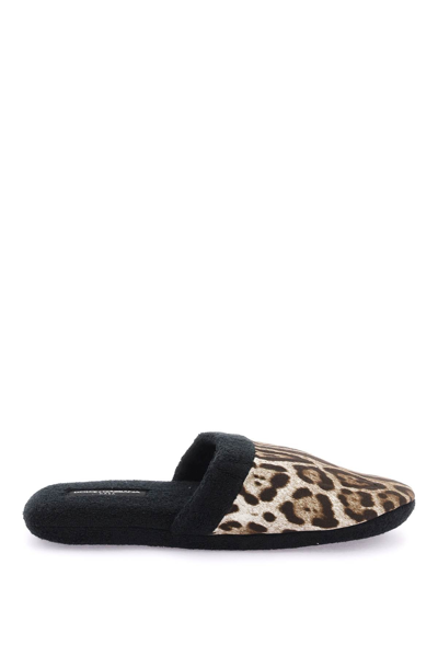 Dolce & Gabbana 'leopardo' Terry Slippers Women In Black