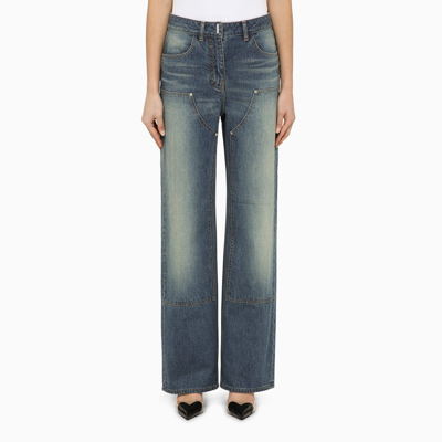 Givenchy Deep Blue Wide Jeans With Appliques Women