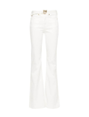 Pinko Pantalon Flare Ceinturé En Bull Stretch In Bianco Seta