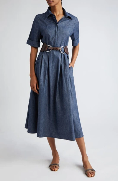 Eleventy Day Midi Shirtdress In Blue