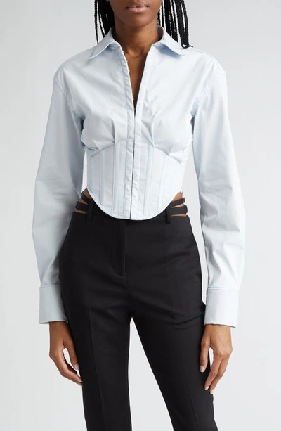 Dion Lee Womens Steam Tuxedo Corset-boning Cotton-blend Shirt