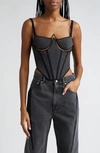 DION LEE REFLECTIVE WIRE KNIT CORSET TOP
