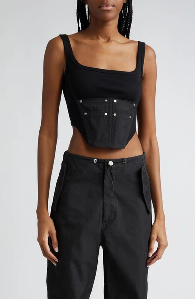 Dion Lee Workwear Cotton Corset Top In Black