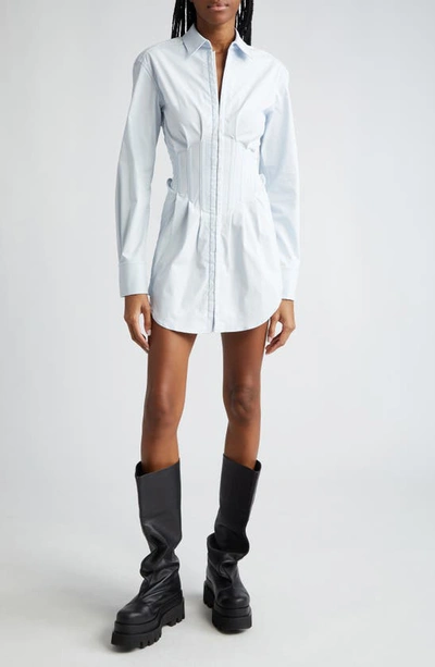 Dion Lee Tuxedo Corset Mini Shirtdress In Blue | ModeSens