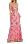 Mac Duggal Floral Sequin Lace Gown With Sweetheart Neckline In Pink Multi