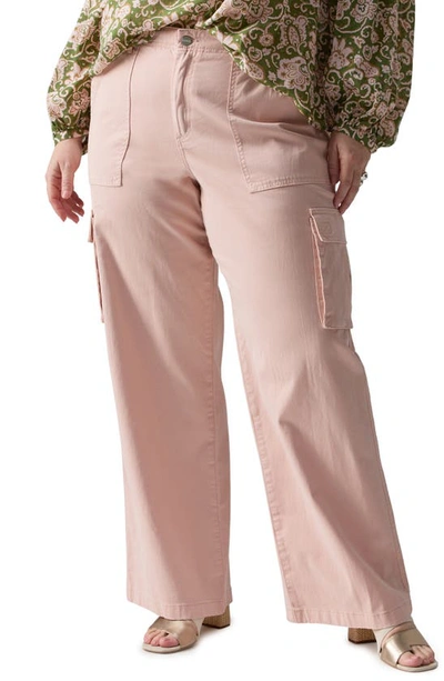 Sanctuary Reissue Wide Leg Cargo Trousers In Rose Smoke