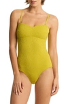 Sea Level Interlace Seamless Bandeau One-piece Swimsuit In Chartreuse