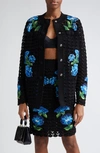 DOLCE & GABBANA BLUEBELL FLORAL EMBROIDERED CROCHET CARDIGAN
