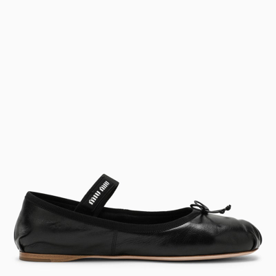 Miu Miu Black Leather Ballerina Women