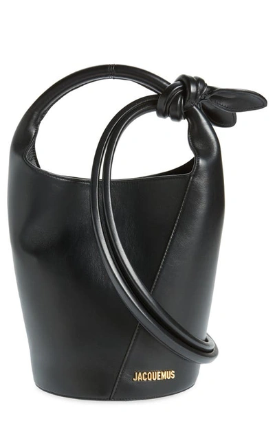 Jacquemus Le Tourni Leather Bucket Bag In Black