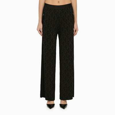 PALM ANGELS PALM ANGELS BLACK VISCOSE TROUSERS WITH LOGO WOMEN